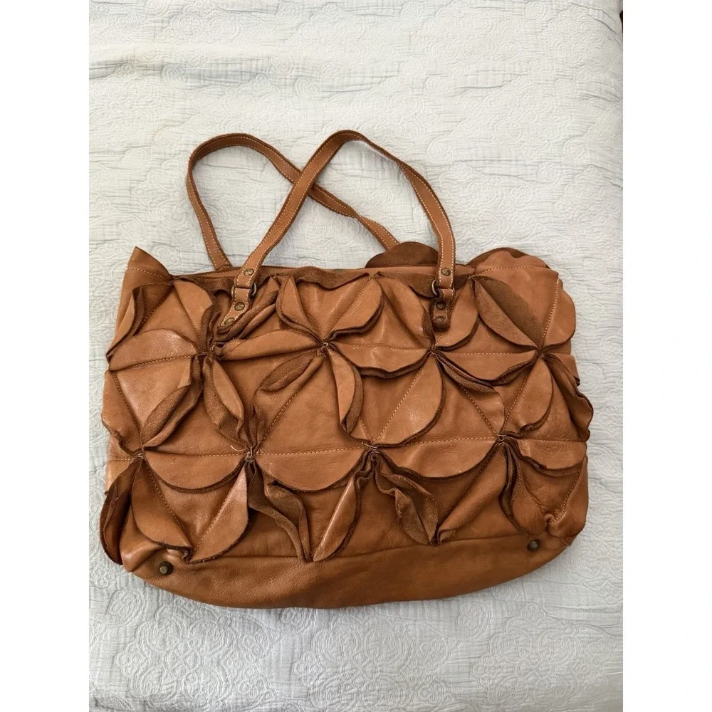 Costanza Rota Vintage Y2K Tan Brown Boho Handbag Purse Bag Italy Fiori Flower